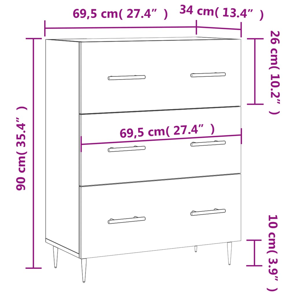Komoda siva boja betona 69,5x34x90 cm od konstruiranog drva