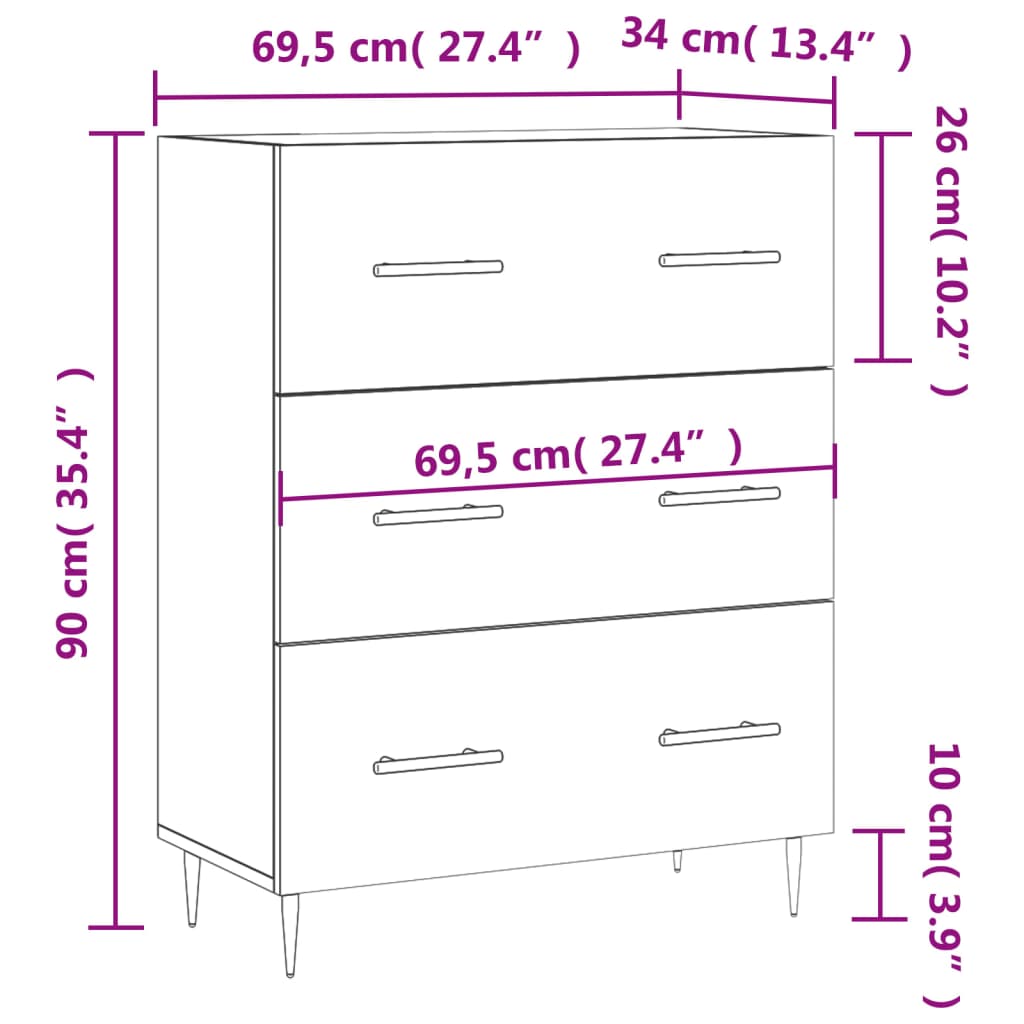 Komoda boja hrasta sonome 69,5 x 34 x 90 cm konstruirano drvo