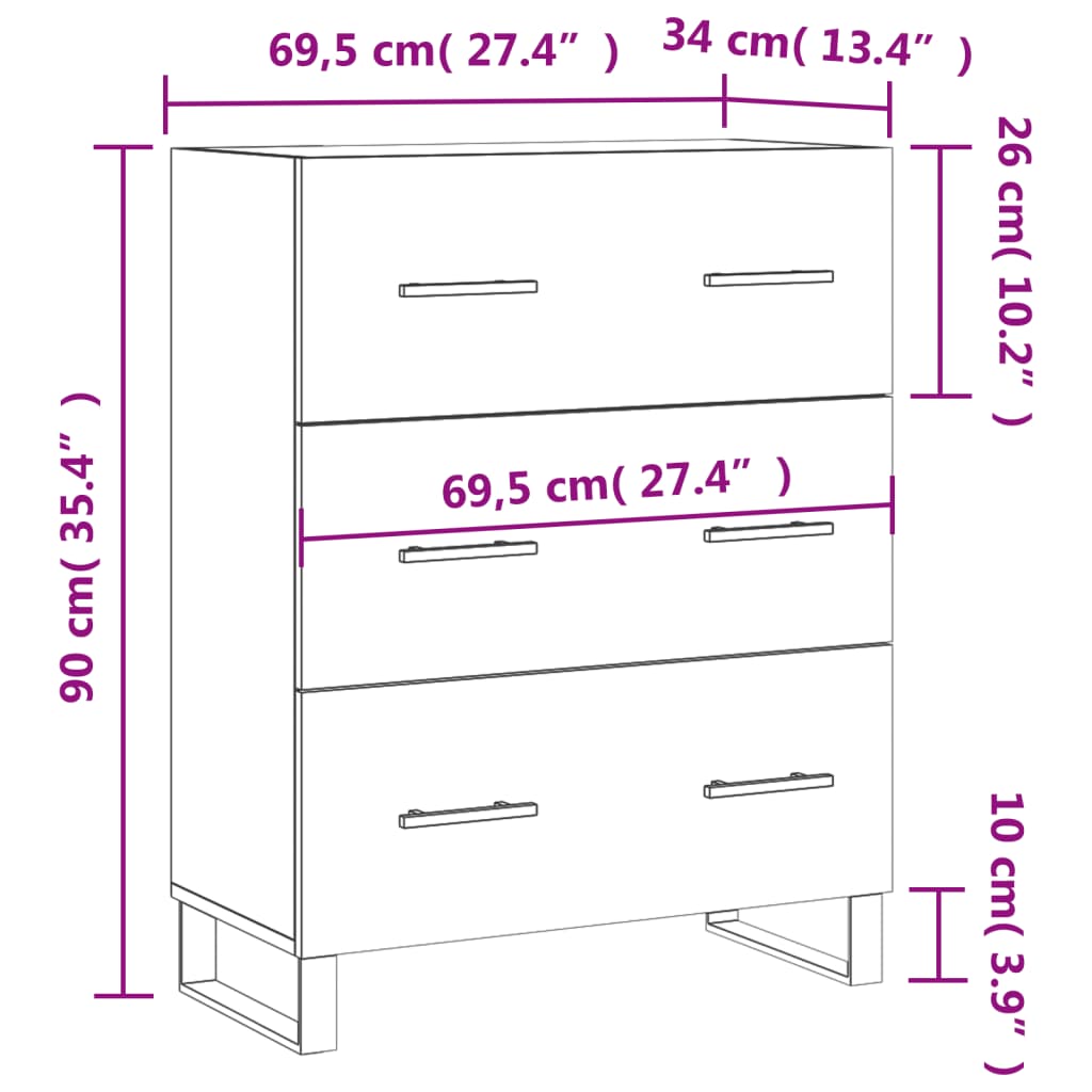 Komoda siva boja betona 69,5x34x90 cm od konstruiranog drva