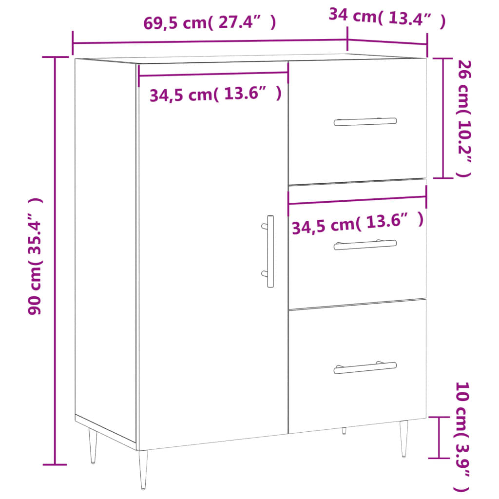 Komoda boja hrasta sonome 69,5 x 34 x 90 cm konstruirano drvo