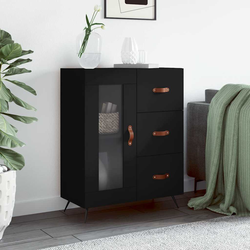 Komoda crna 69,5 x 34 x 90 cm od konstruiranog drva