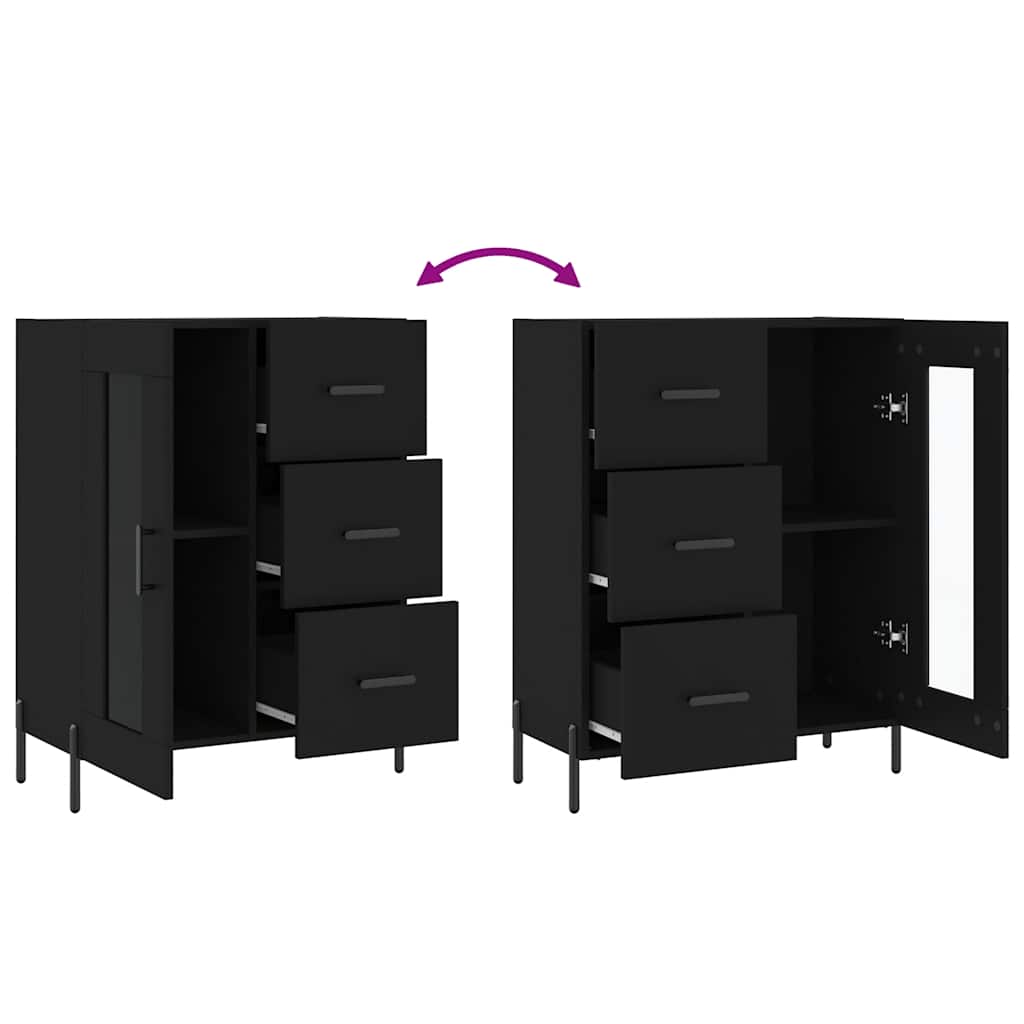 Komoda crna 69,5 x 34 x 90 cm od konstruiranog drva