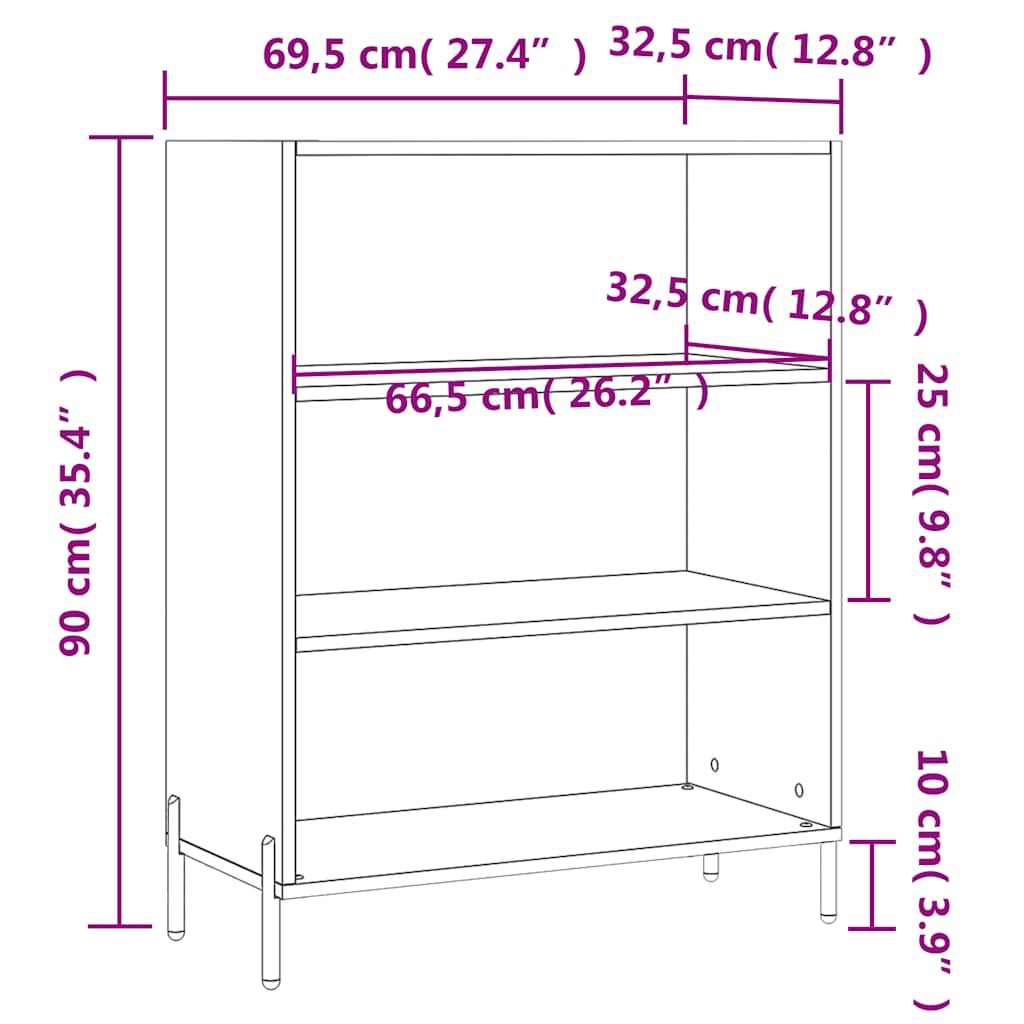 Ormarić s policama crni 69,5 x 32,5 x 90 cm konstruirano drvo