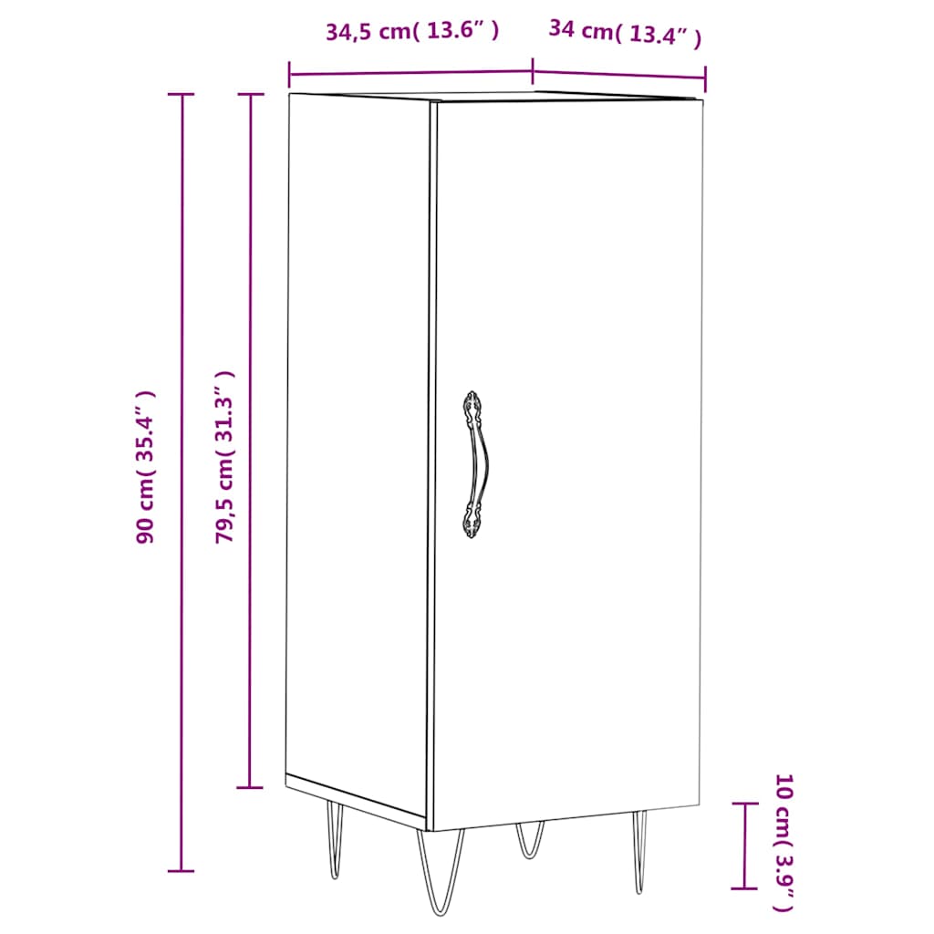 Komoda crna 34,5 x 34 x 90 cm od konstruiranog drva