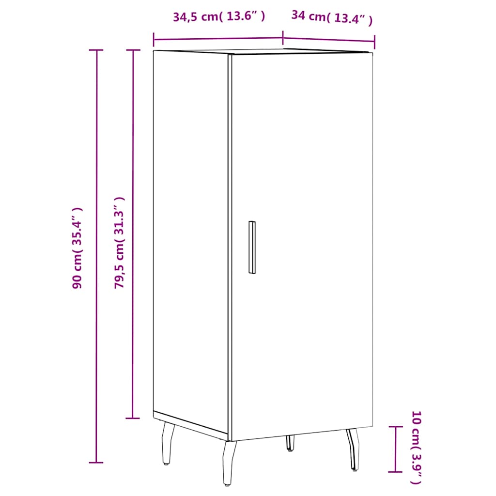 Komoda crna 34,5 x 34 x 90 cm od konstruiranog drva