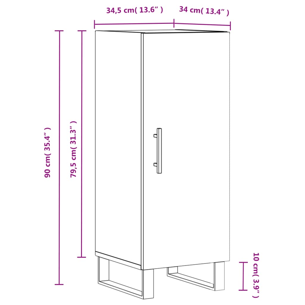 Komoda siva boja betona 34,5x34x90 cm od konstruiranog drva
