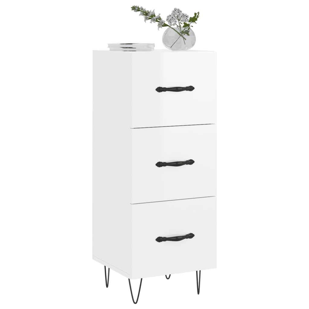 Komoda sjajna bijela 34,5 x 34 x 90 cm od konstruiranog drva