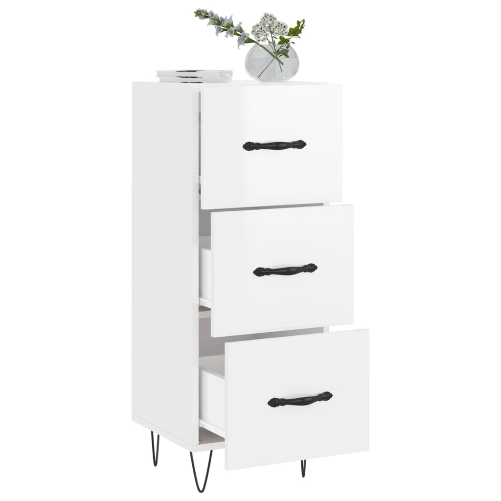Komoda sjajna bijela 34,5 x 34 x 90 cm od konstruiranog drva