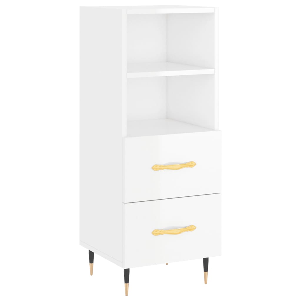 Komoda sjajna bijela 34,5 x 34 x 90 cm od konstruiranog drva