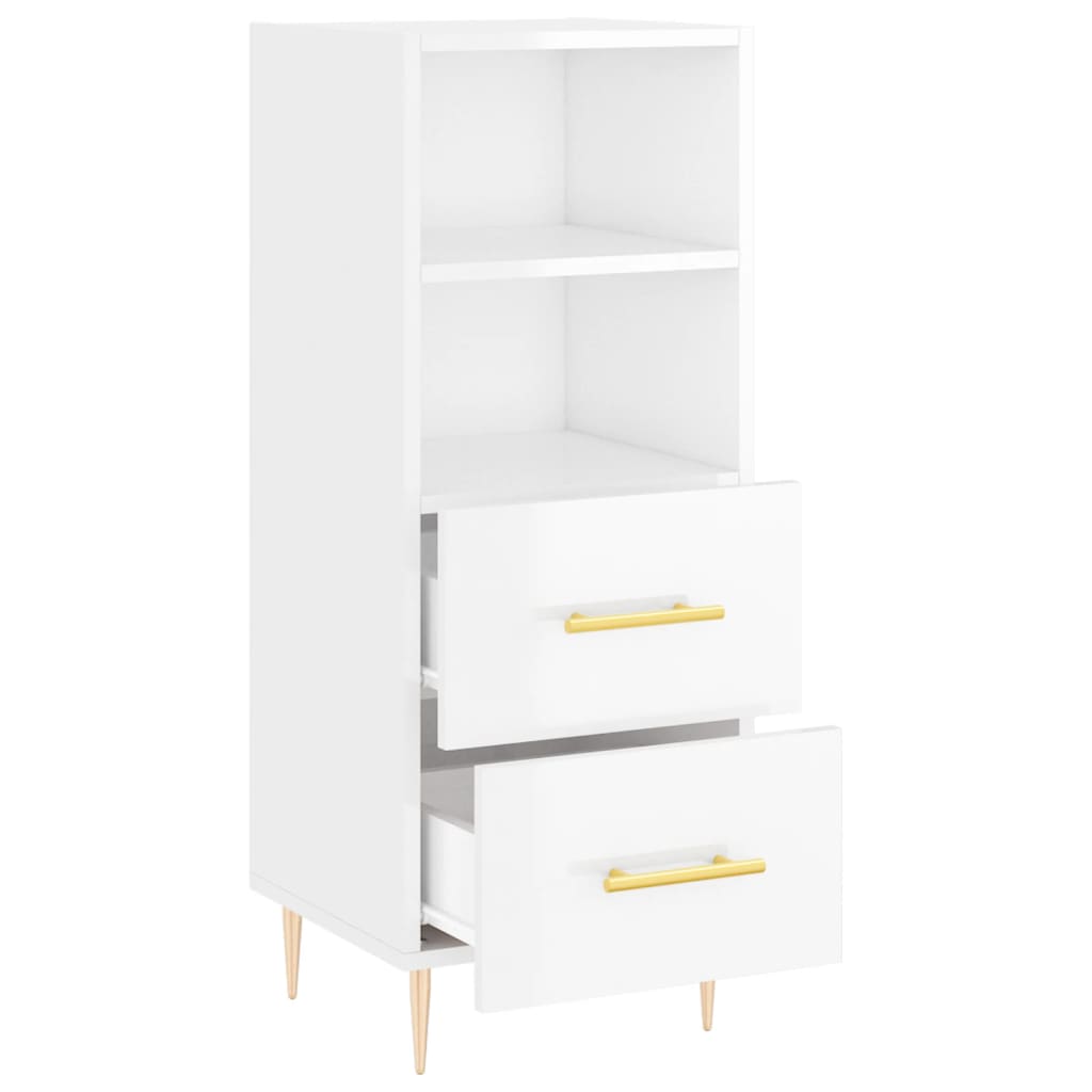 Komoda sjajna bijela 34,5 x 34 x 90 cm od konstruiranog drva