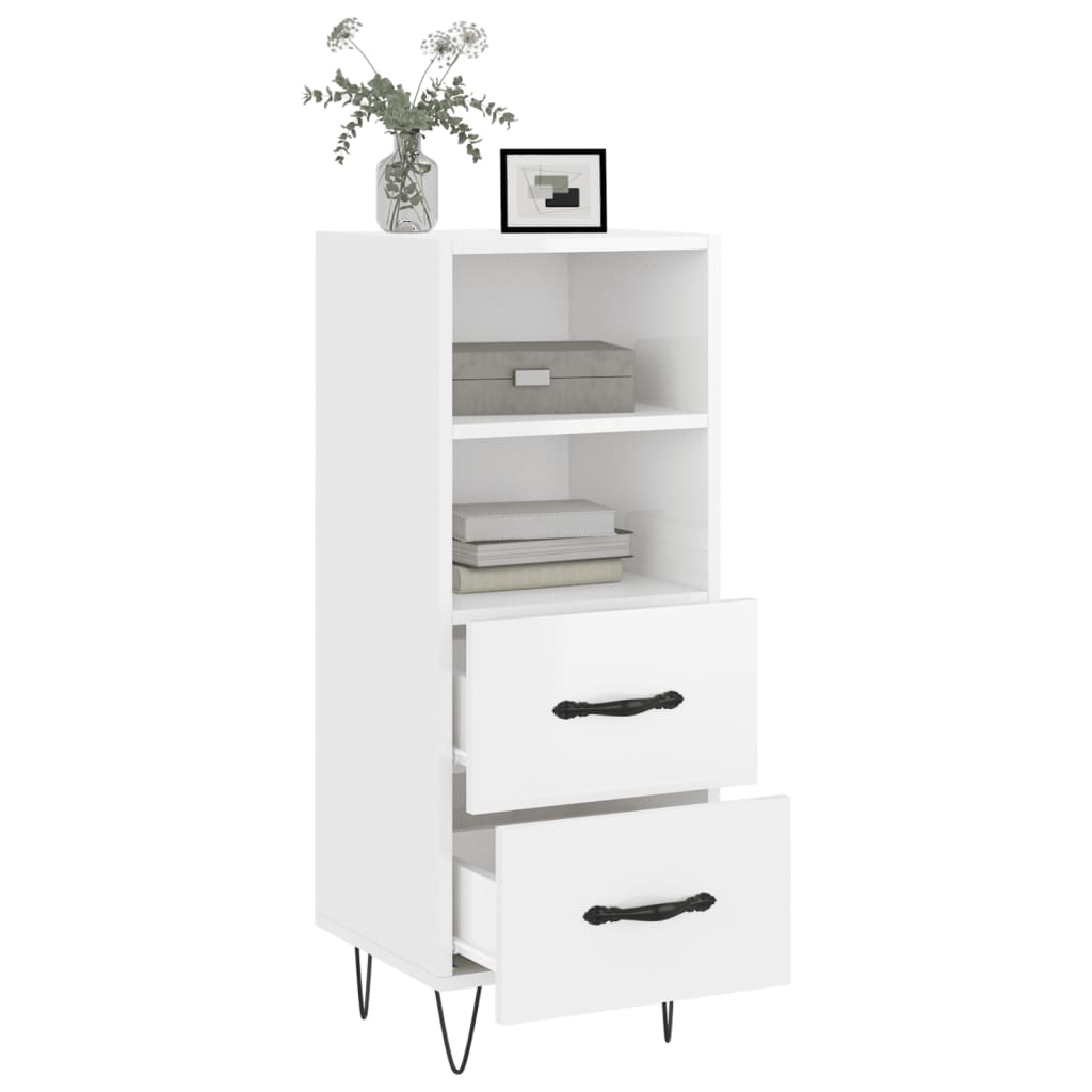 Komoda sjajna bijela 34,5 x 34 x 90 cm od konstruiranog drva