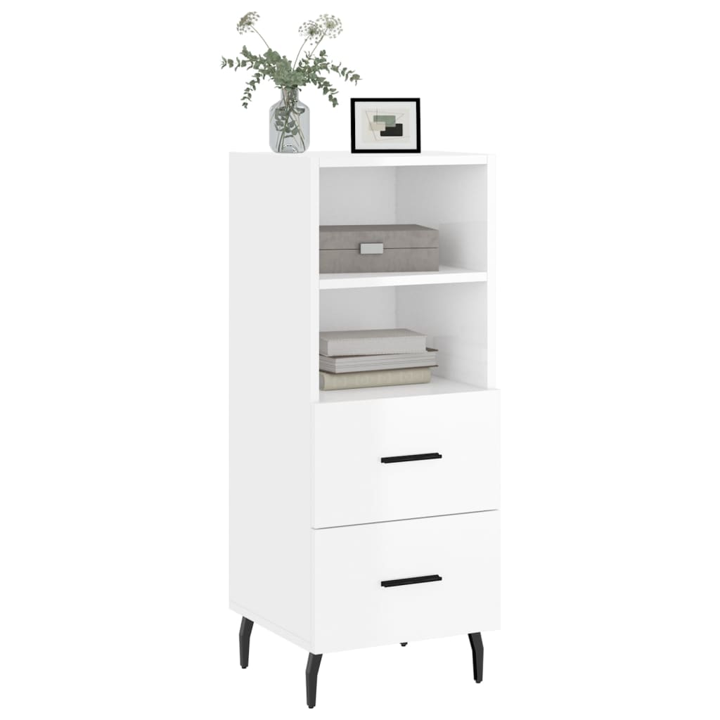 Komoda sjajna bijela 34,5 x 34 x 90 cm od konstruiranog drva