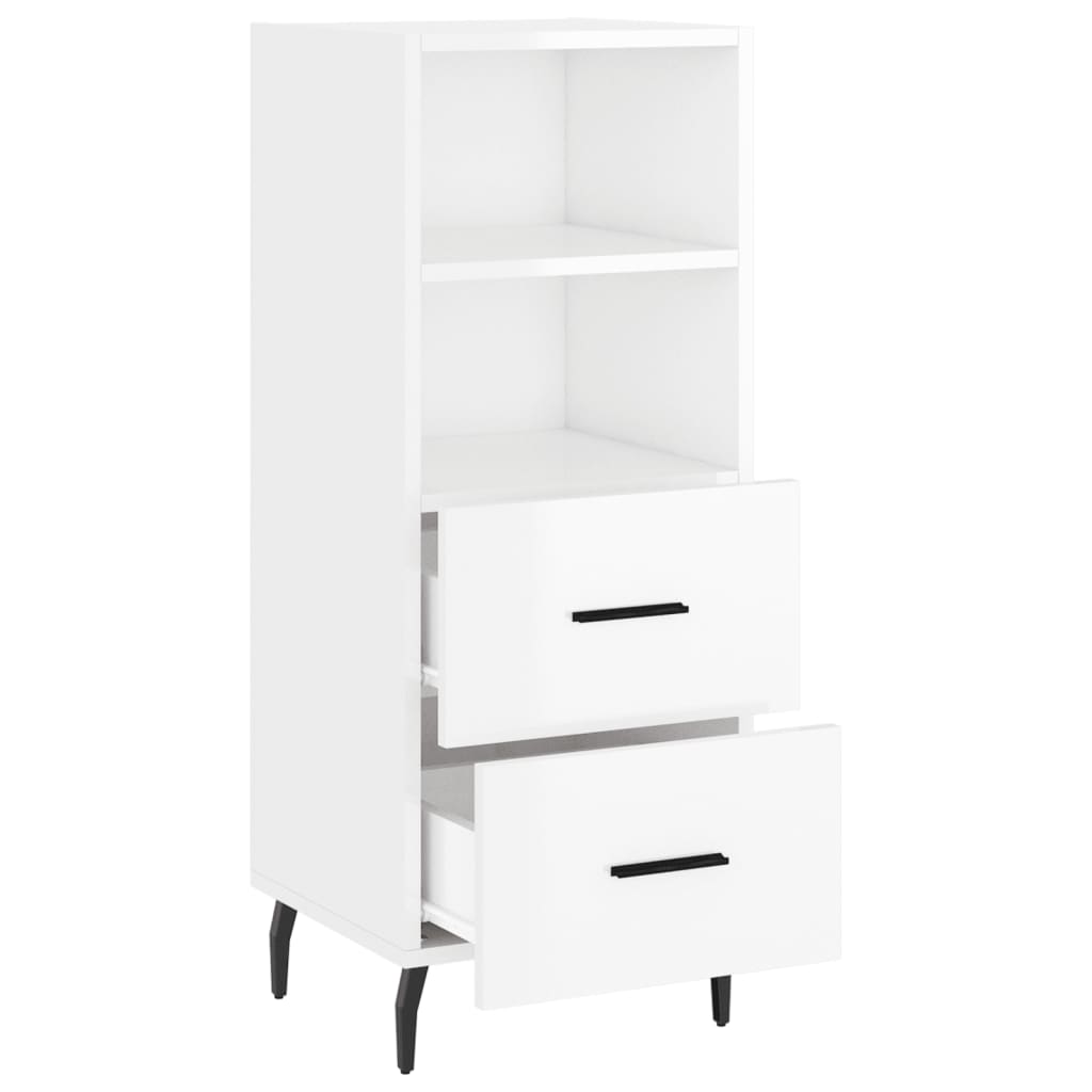 Komoda sjajna bijela 34,5 x 34 x 90 cm od konstruiranog drva