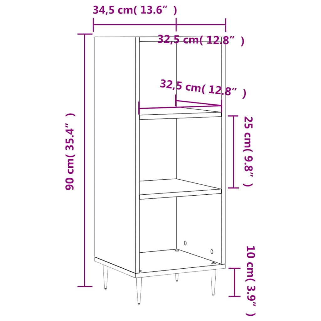 Komoda crna 34,5 x 32,5 x 90 cm od konstruiranog drva