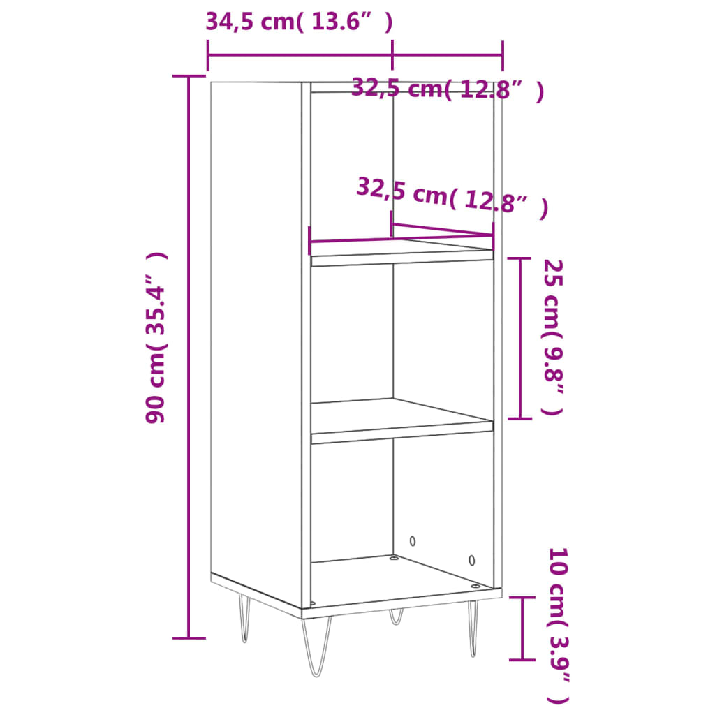 Komoda boja hrasta sonome 34,5x32,5x90 cm od konstruiranog drva