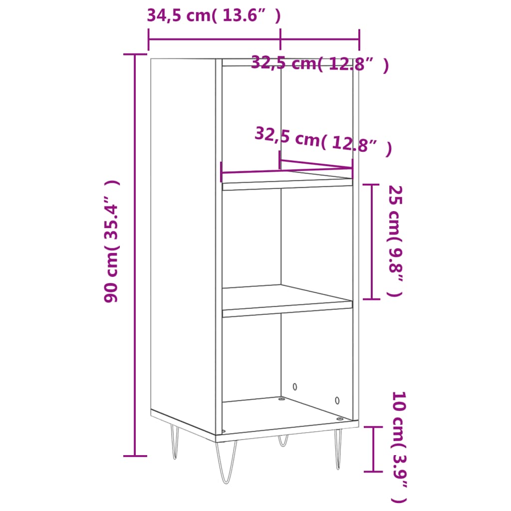 Komoda boja dimljenog hrasta 34,5x32,5x90 cm konstruirano drvo