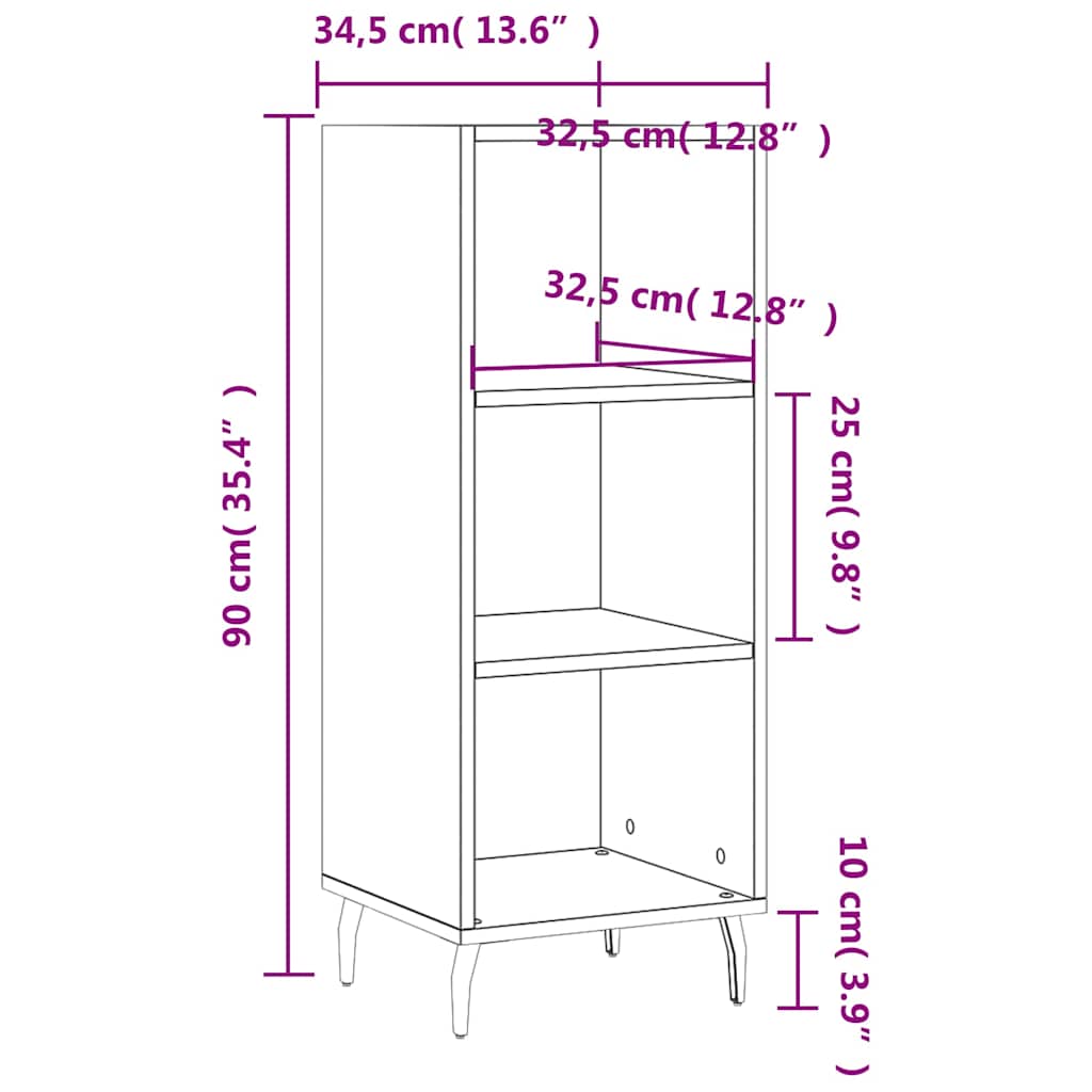 Komoda boja hrasta sonome 34,5x32,5x90 cm konstruirano drvo