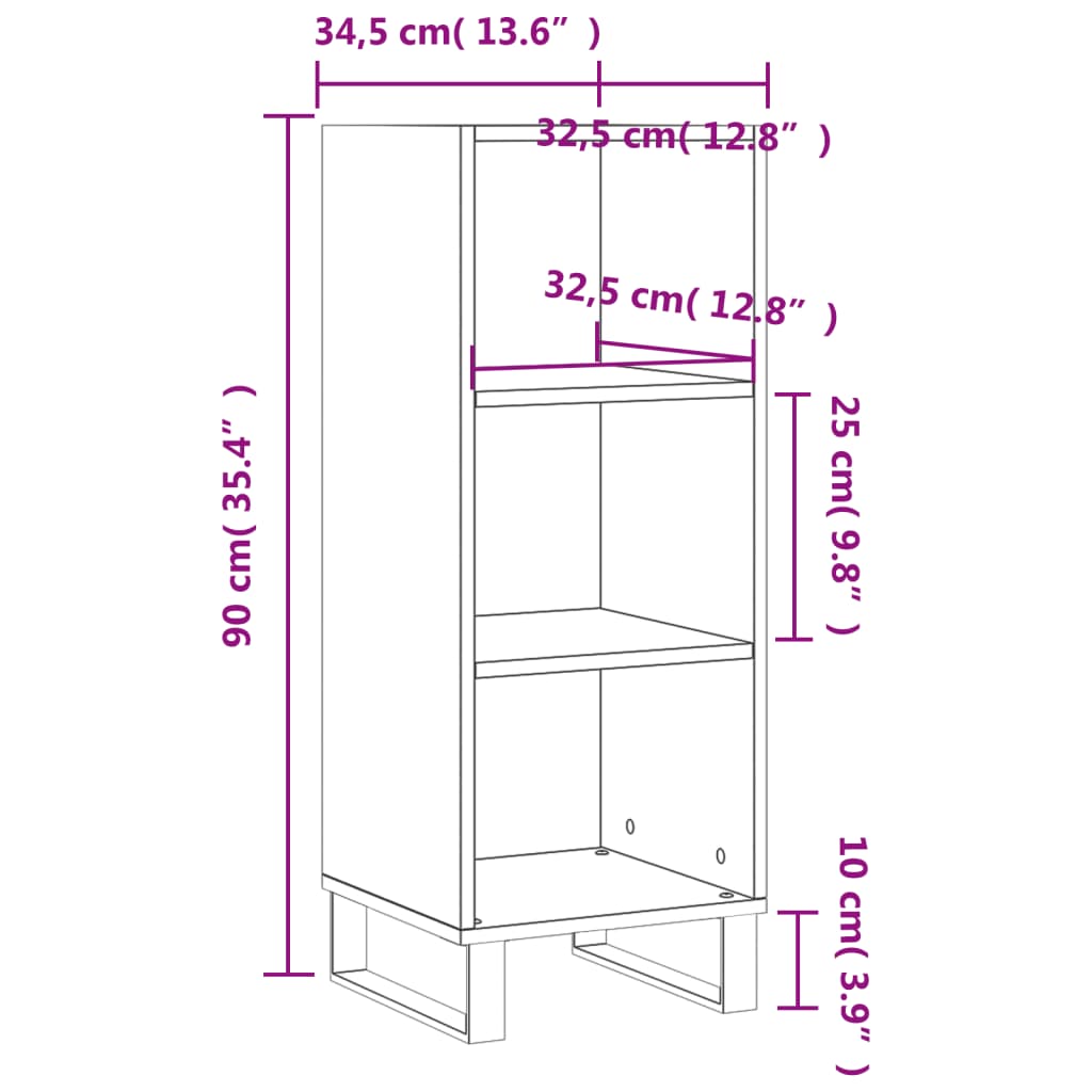 Komoda boja hrasta sonome 34,5x32,5x90 cm od konstruiranog drva