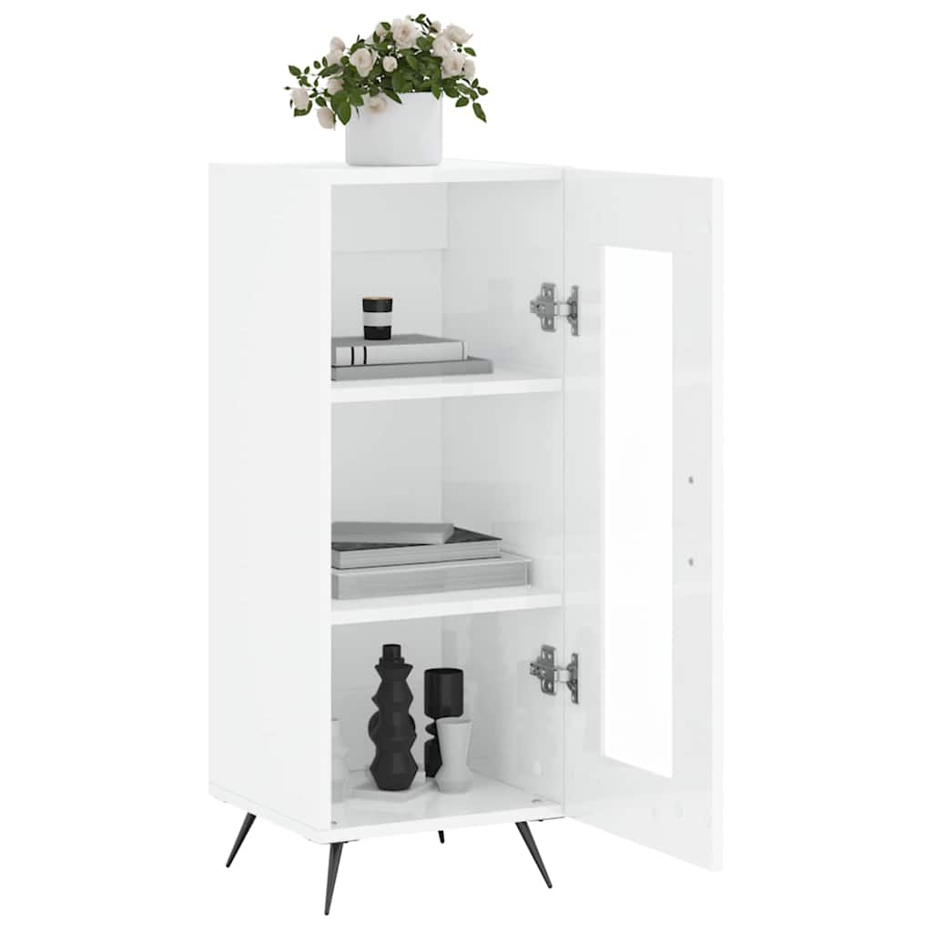 Komoda sjajna bijela 34,5 x 34 x 90 cm od konstruiranog drva