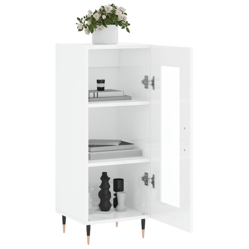 Komoda sjajna bijela 34,5 x 34 x 90 cm od konstruiranog drva