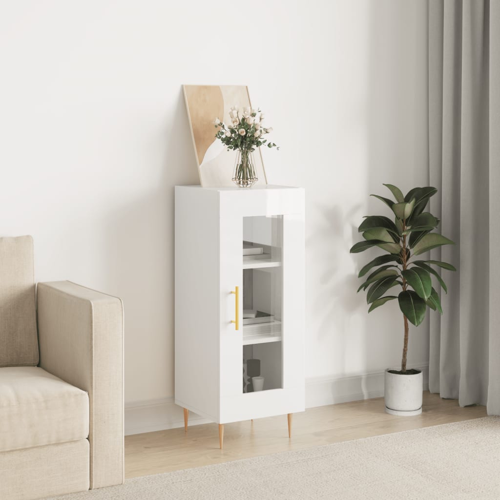 Komoda sjajna bijela 34,5 x 34 x 90 cm od konstruiranog drva