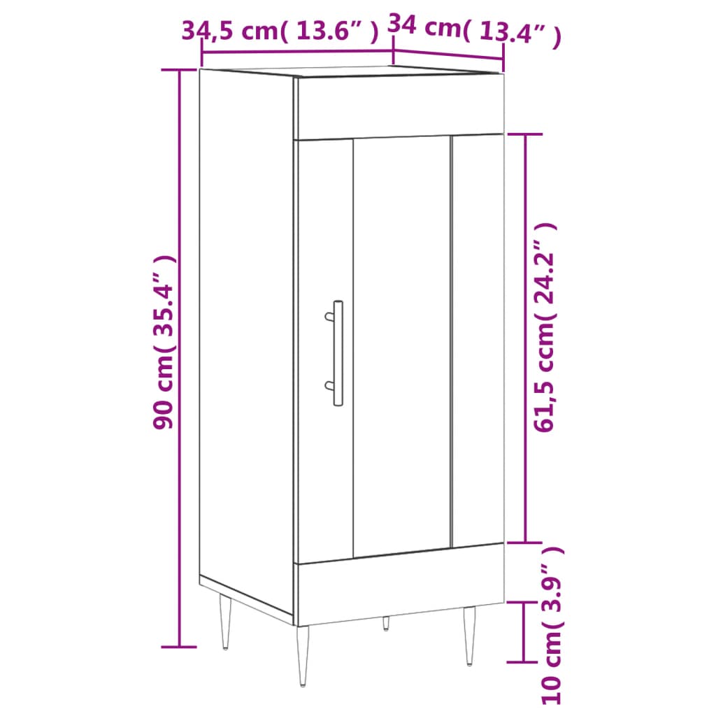 Komoda boja dimljenog hrasta 34,5x34x90 cm konstruirano drvo