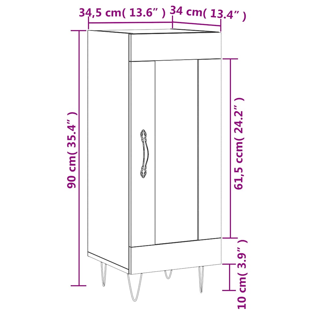 Komoda crna 34,5 x 34 x 90 cm od konstruiranog drva