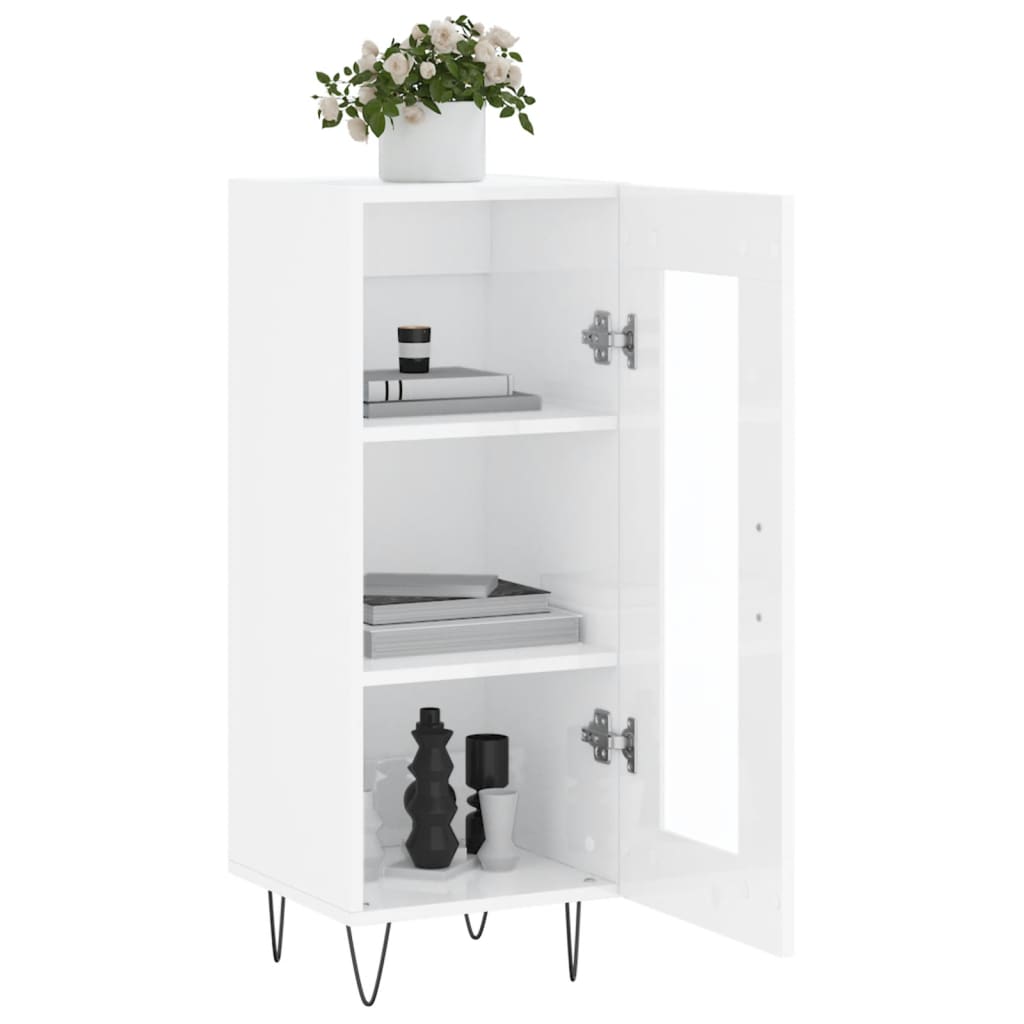 Komoda sjajna bijela 34,5 x 34 x 90 cm od konstruiranog drva