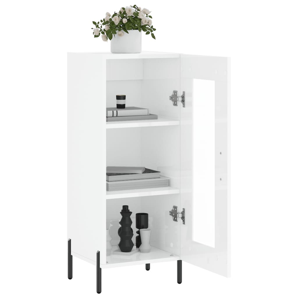 Komoda sjajna bijela 34,5 x 34 x 90 cm od konstruiranog drva