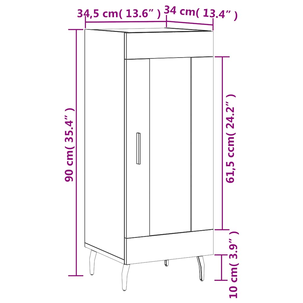 Komoda crna 34,5 x 34 x 90 cm od konstruiranog drva