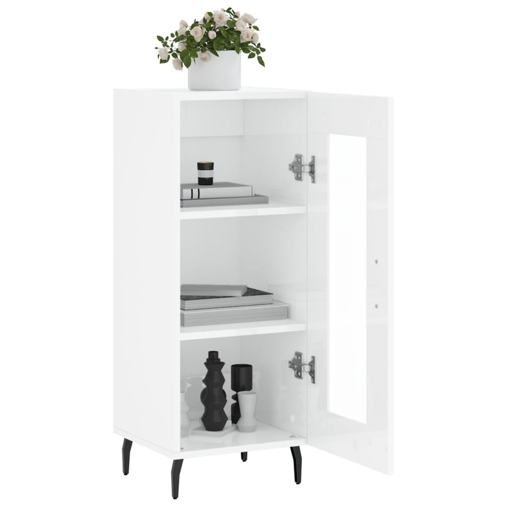 Komoda sjajna bijela 34,5 x 34 x 90 cm od konstruiranog drva