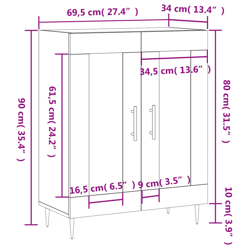 Komoda boja hrasta sonome 69,5x34x90 cm od konstruiranog drva