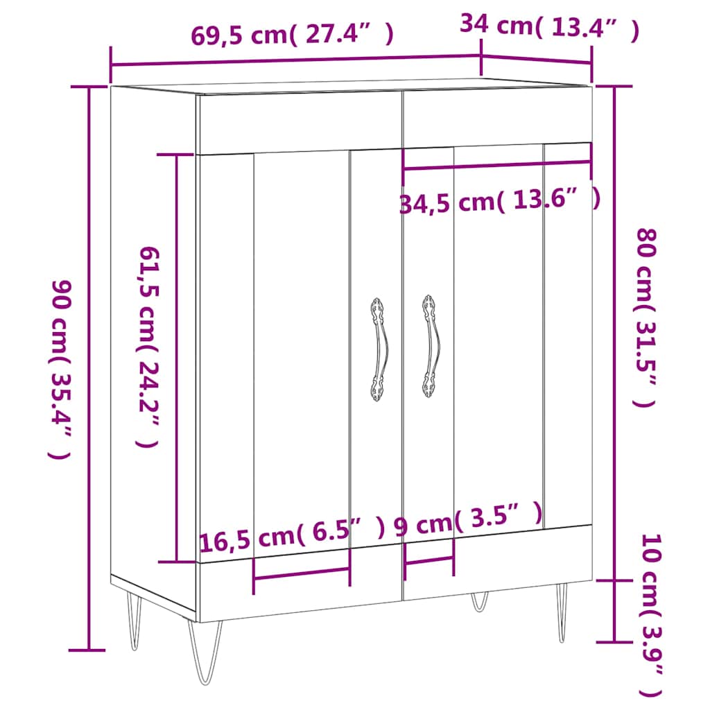 Komoda boja hrasta sonome 69,5x34x90 cm od konstruiranog drva