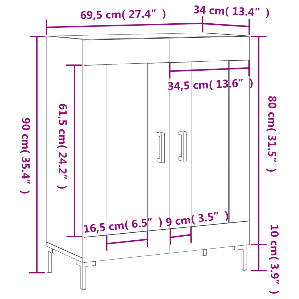 Komoda boja hrasta sonome 69,5x34x90 cm od konstruiranog drva