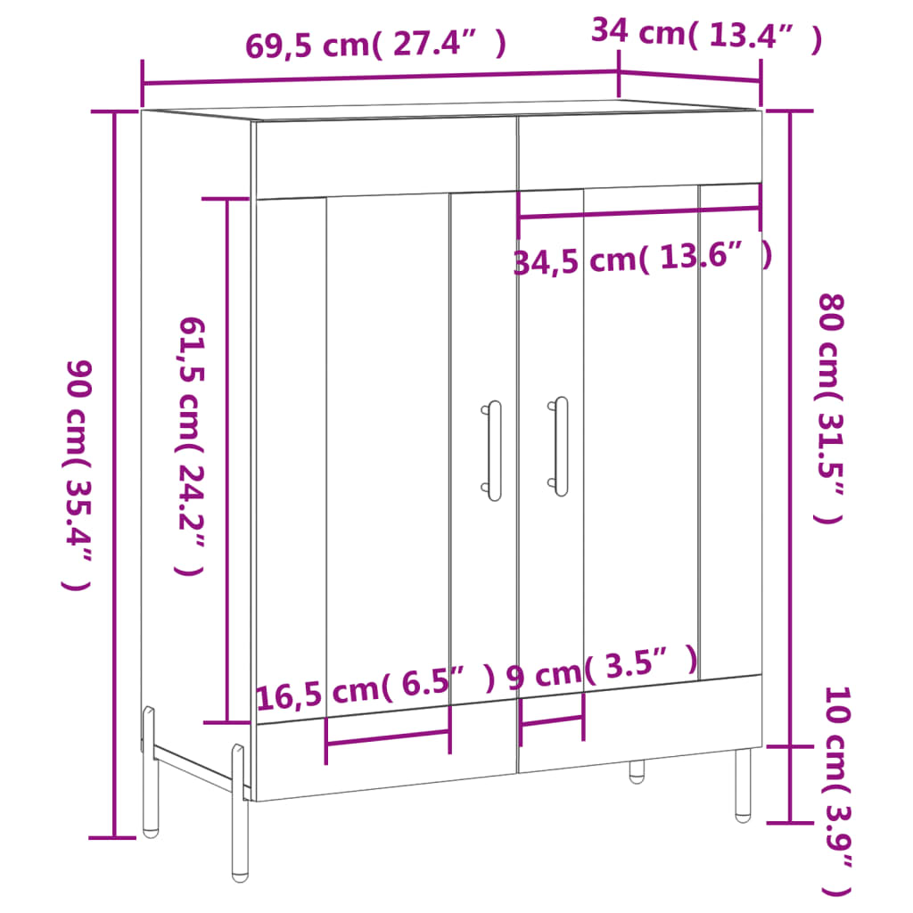 Komoda boja hrasta sonome 69,5x34x90 cm od konstruiranog drva