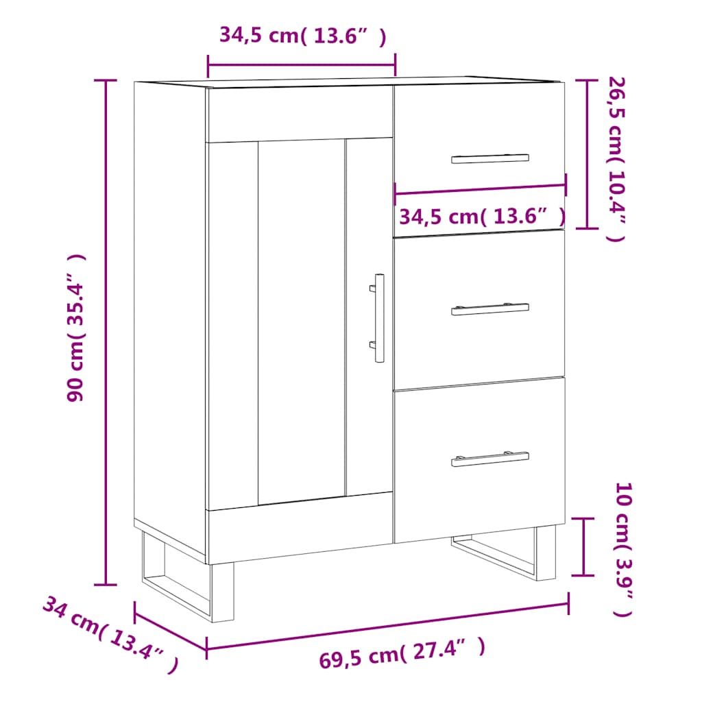 Komoda boja hrasta sonome 69,5x34x90 cm od konstruiranog drva