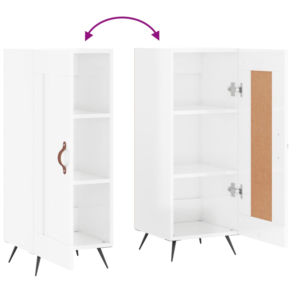 Komoda sjajna bijela 34,5 x 34 x 90 cm od konstruiranog drva