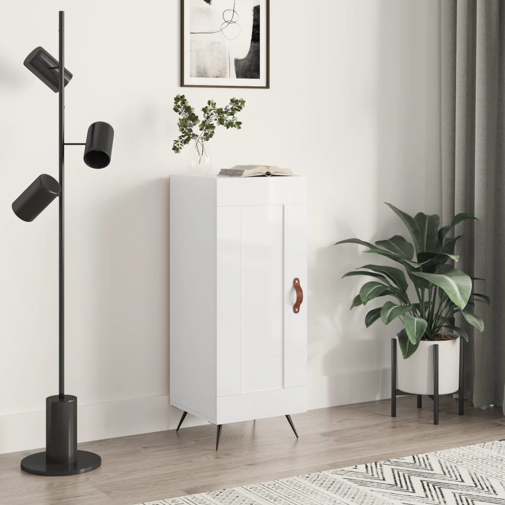 Komoda sjajna bijela 34,5 x 34 x 90 cm od konstruiranog drva
