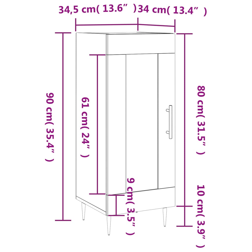 Komoda boja hrasta sonome 34,5x34x90 cm od konstruiranog drva