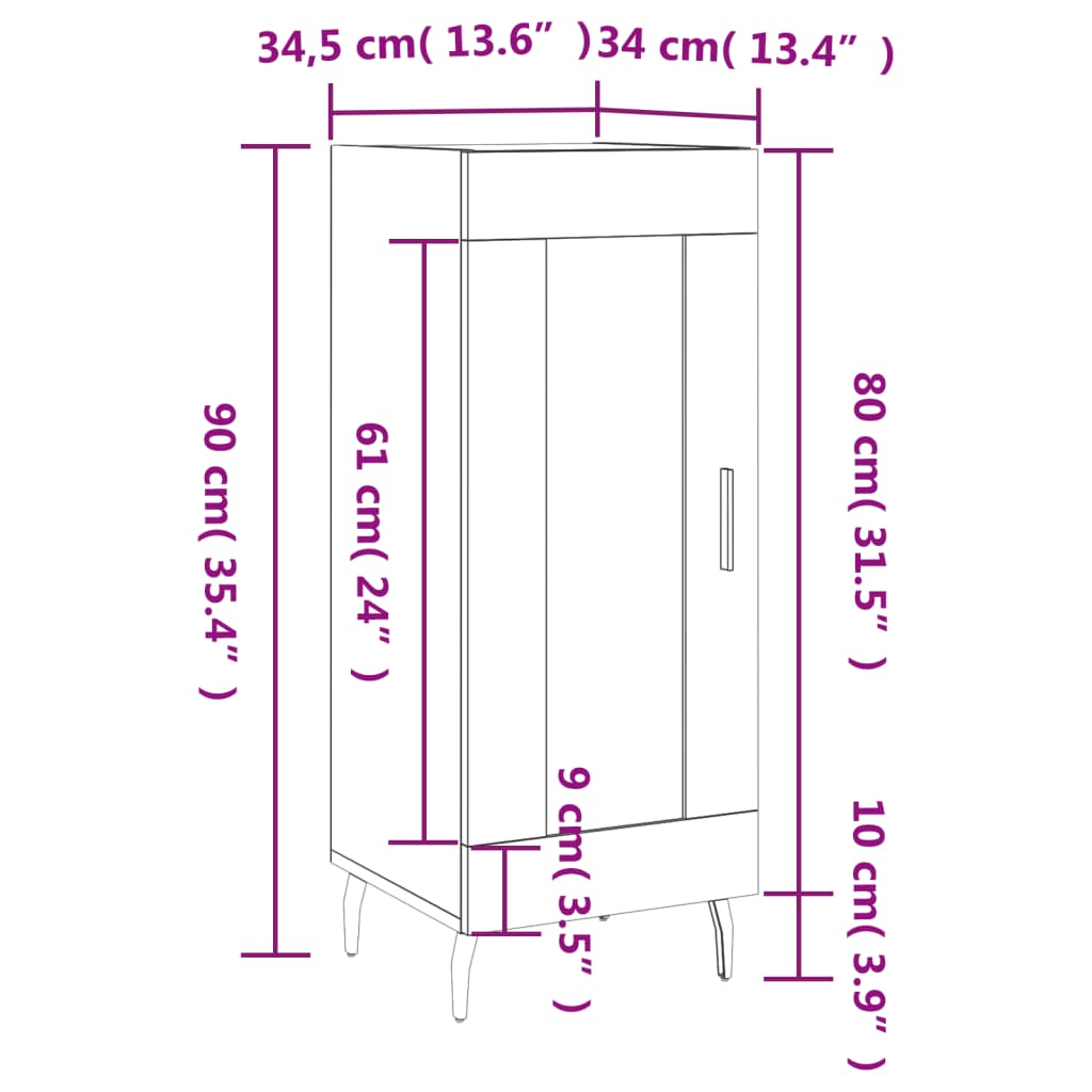 Komoda siva boja betona 34,5x34x90 cm od konstruiranog drva