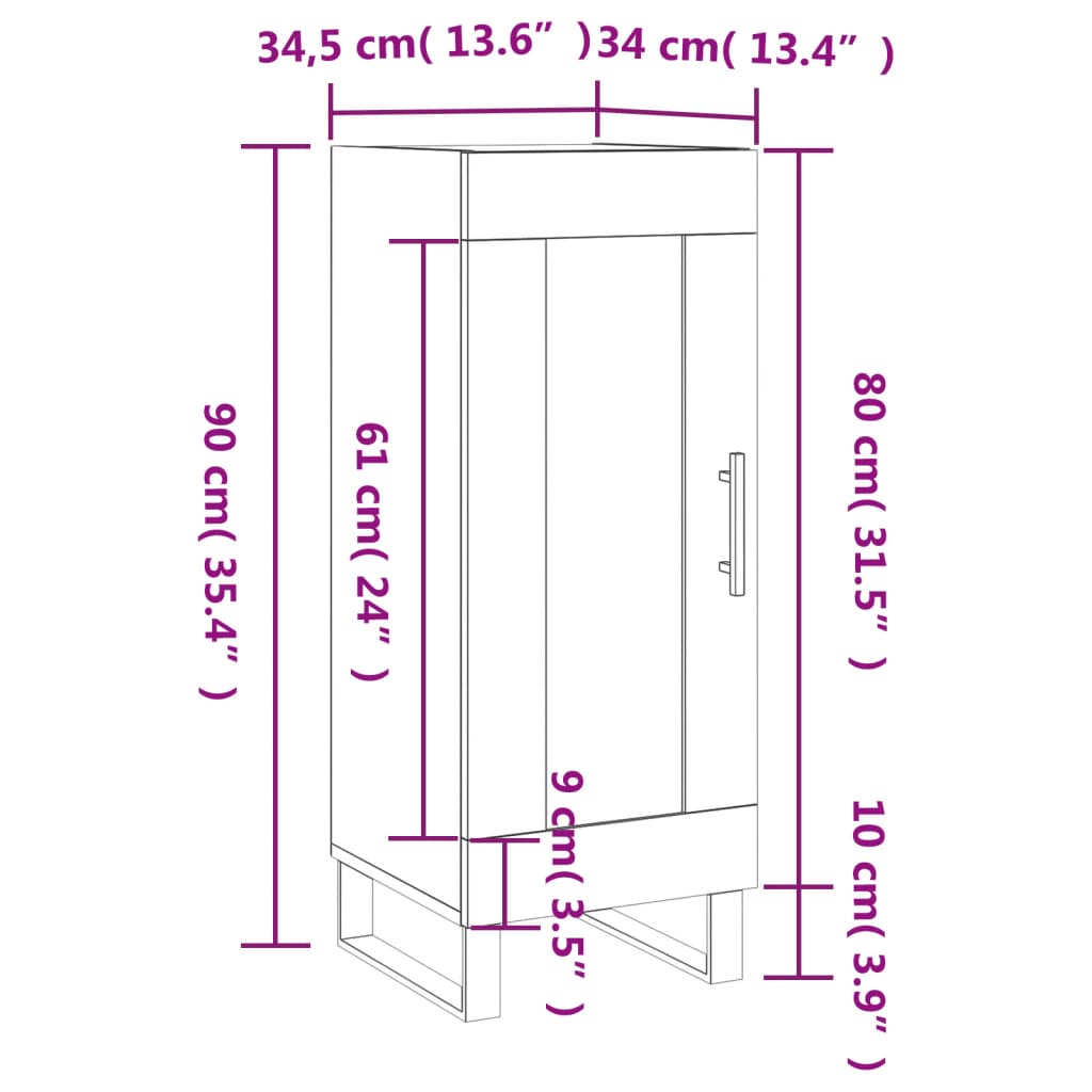 Komoda boja dimljenog hrasta 34,5x34x90 cm konstruirano drvo