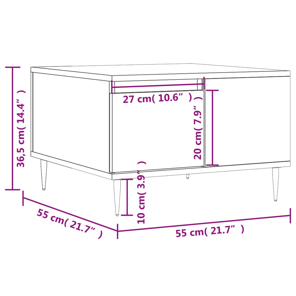 Stolić za kavu boja hrasta 55 x 55 x 36,5 cm konstruirano drvo