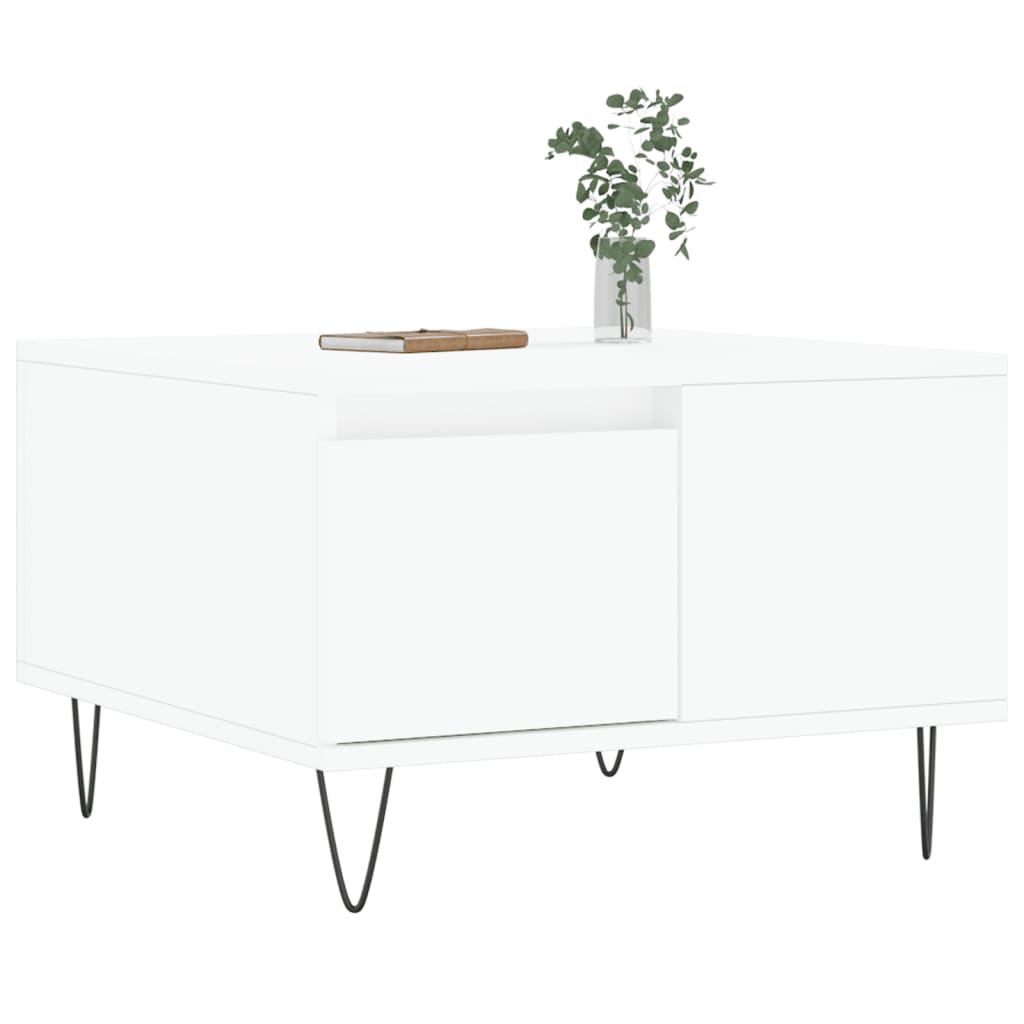 Stolić za kavu bijeli 55 x 55 x 36,5 cm od konstruiranog drva