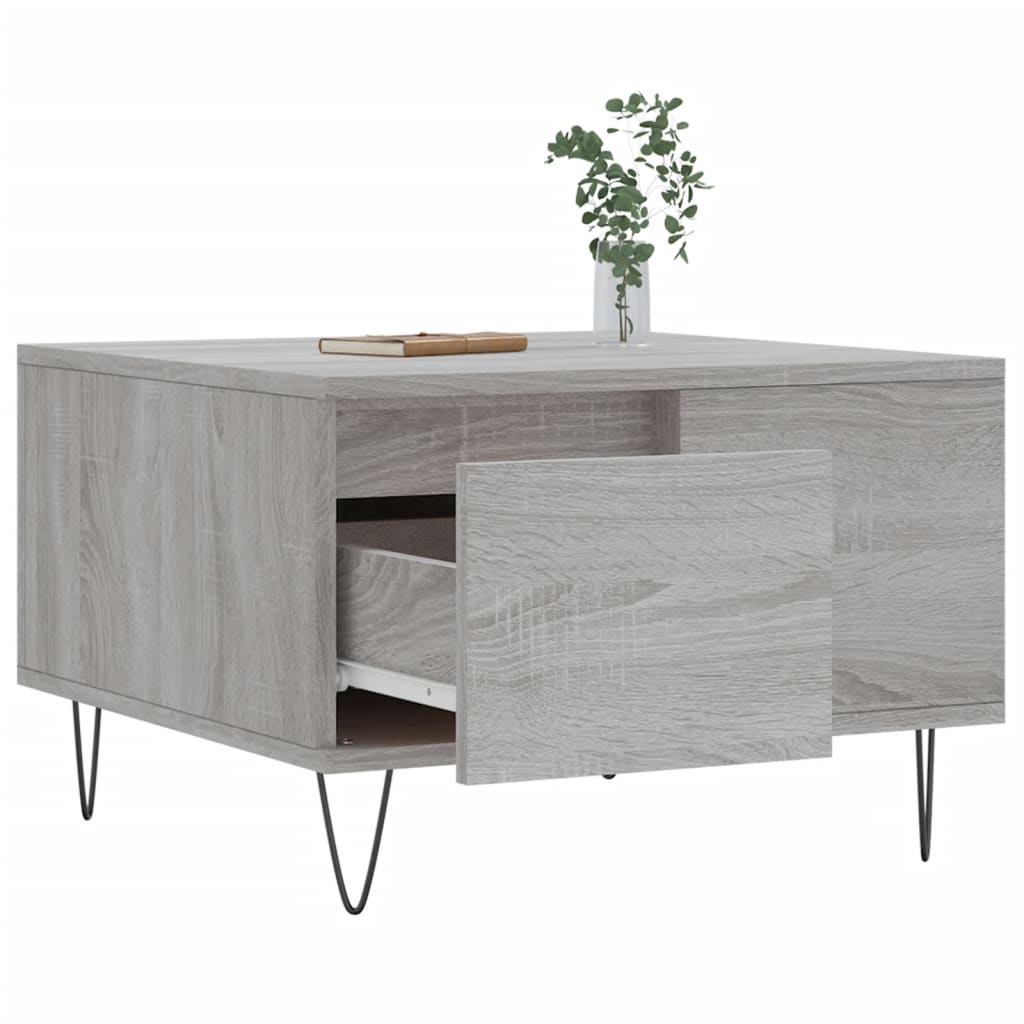 Stolić za kavu siva boja hrasta 55x55x36,5 cm konstruirano drvo