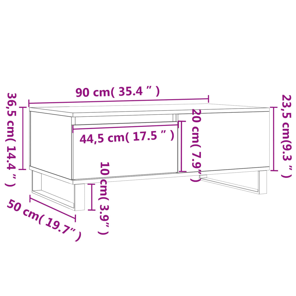Stolić za kavu boja hrasta 90x50x36,5 cm konstruirano drvo
