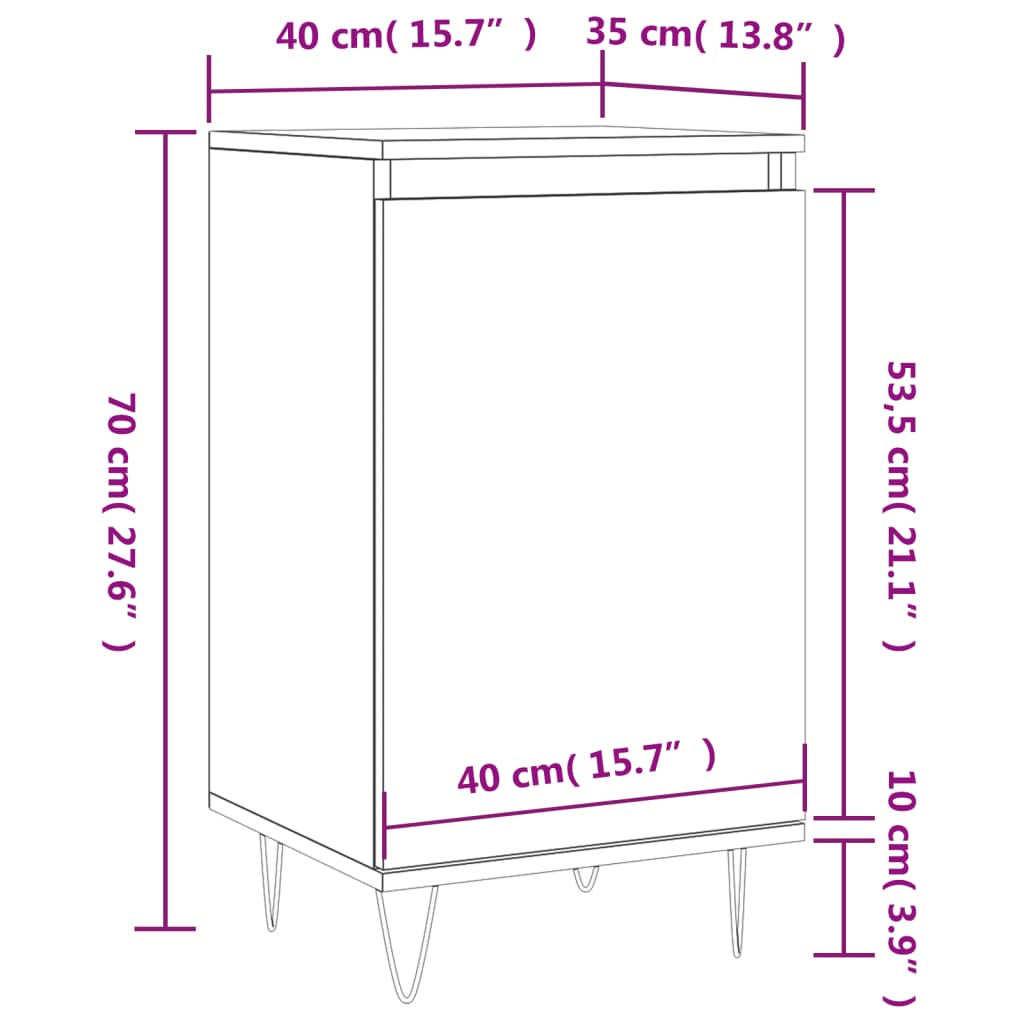 Komode 2 kom bijele 40 x 35 x 70 cm od konstruiranog drva