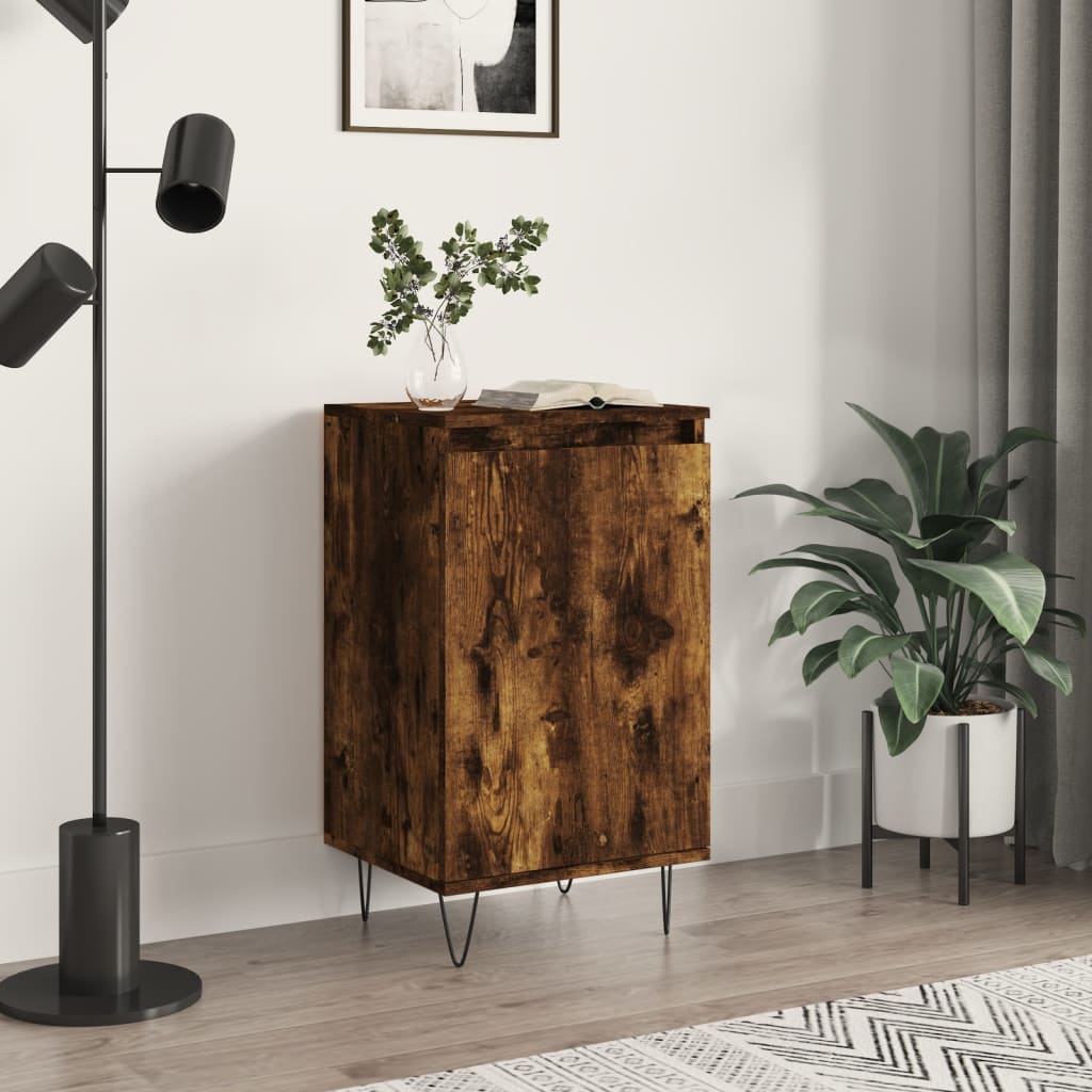 Komoda boja dimljenog hrasta 40 x 35 x 70 cm konstruirano drvo Bijela