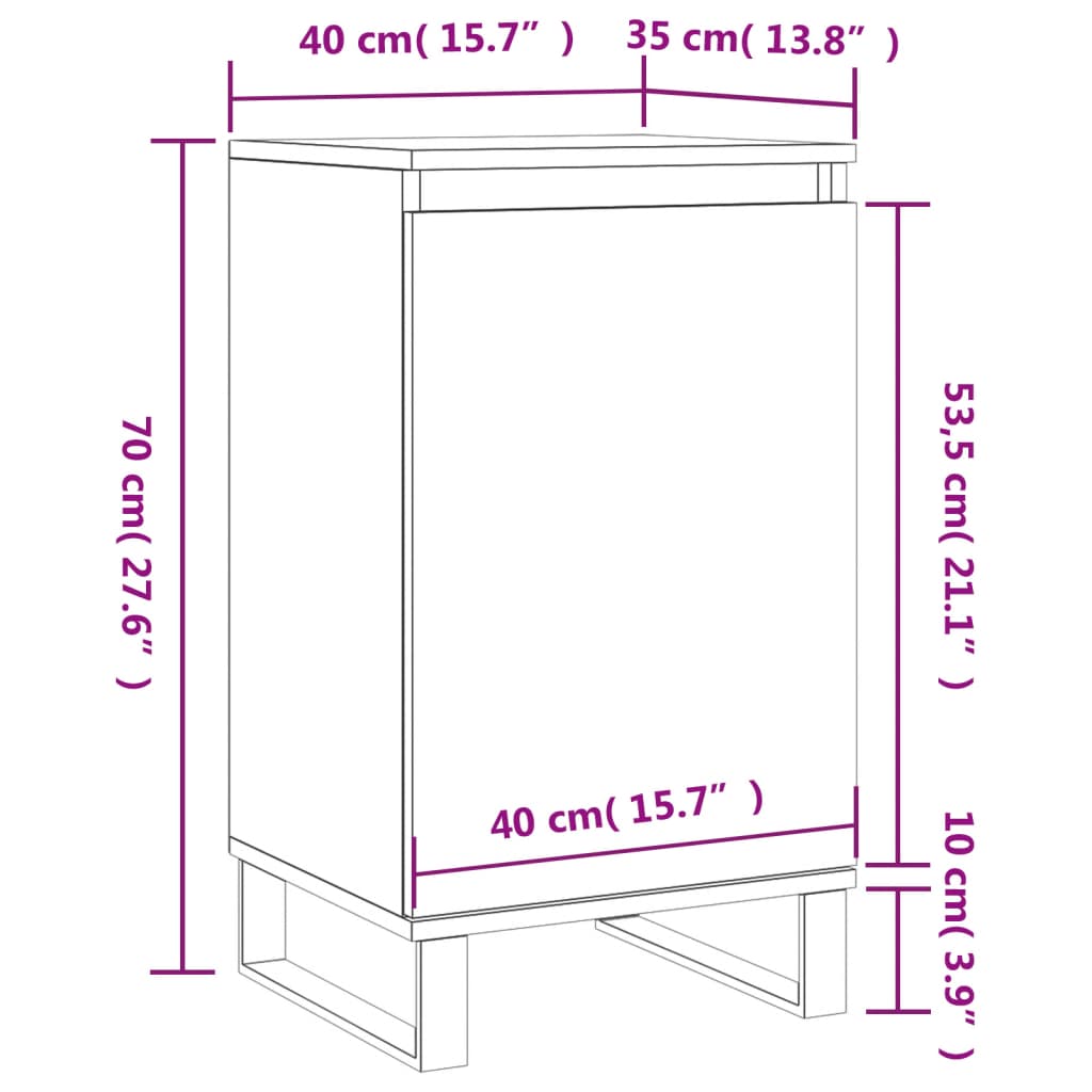 Komode 2 kom crne 40 x 35 x 70 cm od konstruiranog drva