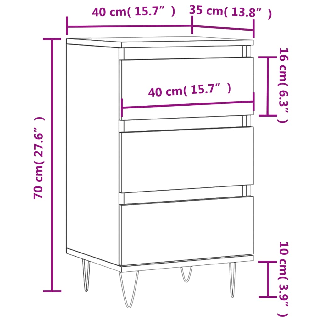Komoda siva boja betona 40 x 35 x 70 cm od konstruiranog drva