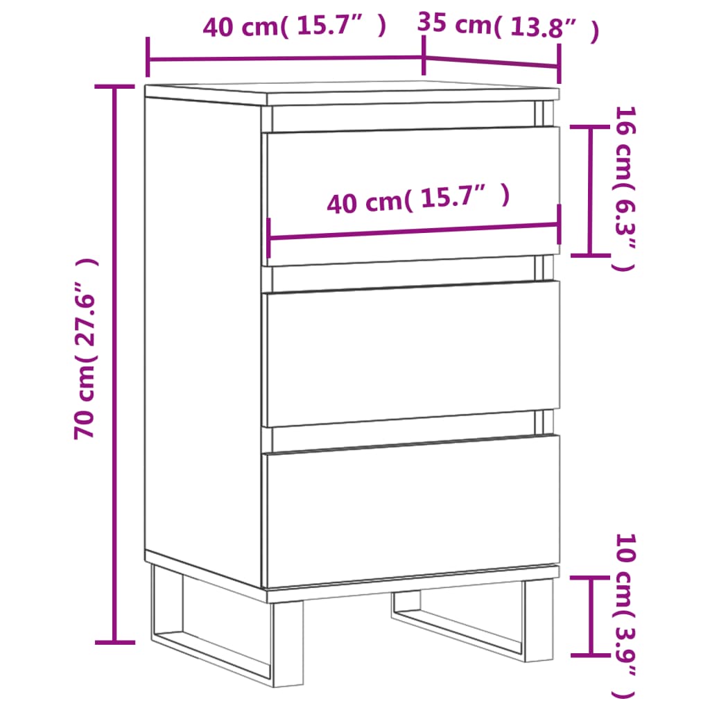 Komoda siva boja betona 40 x 35 x 70 cm od konstruiranog drva